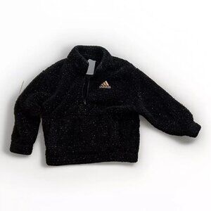 Adidas Logo Sparkle ✨ Crewneck Pullover Sweatshirt Black Girls Kids 7/8 Small